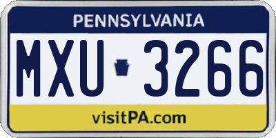 PA license plate MXU3266