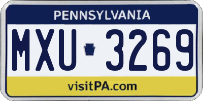 PA license plate MXU3269