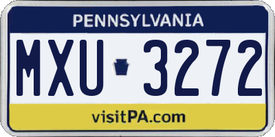 PA license plate MXU3272