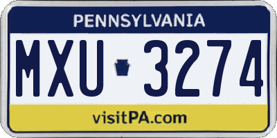 PA license plate MXU3274
