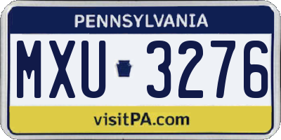PA license plate MXU3276