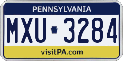 PA license plate MXU3284