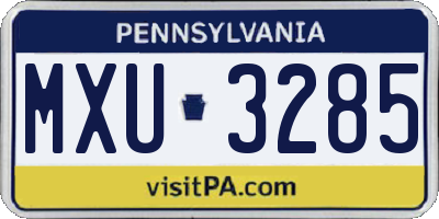 PA license plate MXU3285
