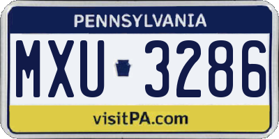 PA license plate MXU3286