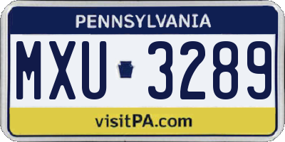 PA license plate MXU3289