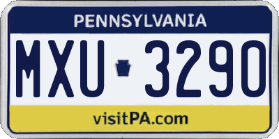 PA license plate MXU3290
