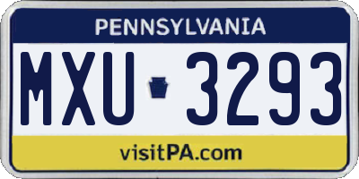 PA license plate MXU3293