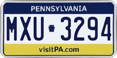 PA license plate MXU3294