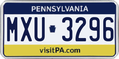 PA license plate MXU3296