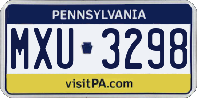 PA license plate MXU3298