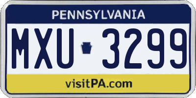 PA license plate MXU3299