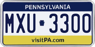 PA license plate MXU3300