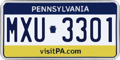 PA license plate MXU3301