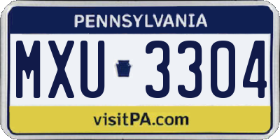 PA license plate MXU3304