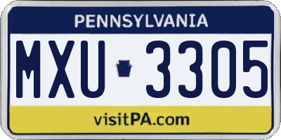 PA license plate MXU3305