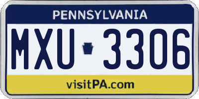 PA license plate MXU3306