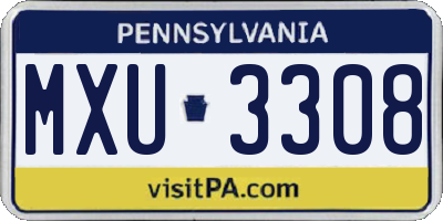 PA license plate MXU3308
