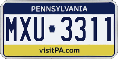 PA license plate MXU3311