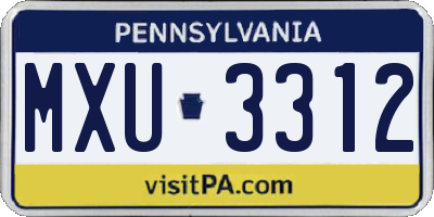 PA license plate MXU3312