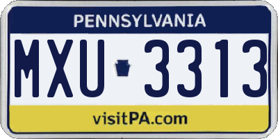 PA license plate MXU3313