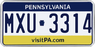 PA license plate MXU3314