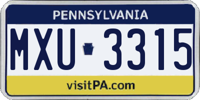 PA license plate MXU3315