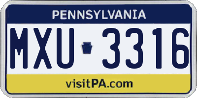 PA license plate MXU3316