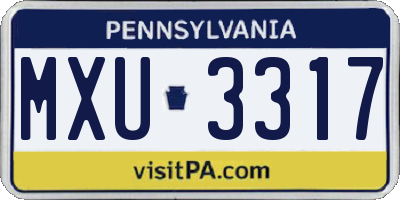 PA license plate MXU3317