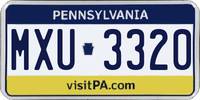 PA license plate MXU3320