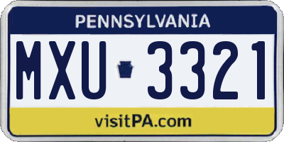 PA license plate MXU3321
