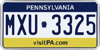 PA license plate MXU3325