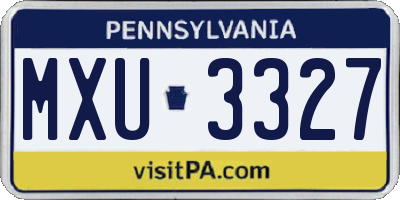 PA license plate MXU3327