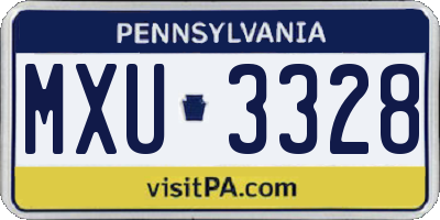 PA license plate MXU3328