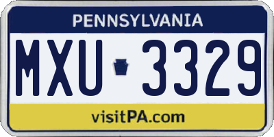 PA license plate MXU3329