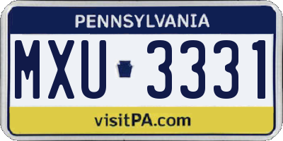 PA license plate MXU3331