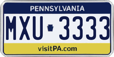 PA license plate MXU3333