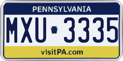 PA license plate MXU3335