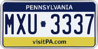 PA license plate MXU3337