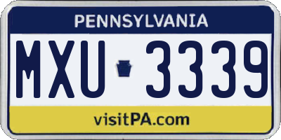 PA license plate MXU3339