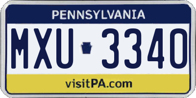 PA license plate MXU3340