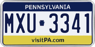 PA license plate MXU3341