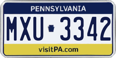 PA license plate MXU3342
