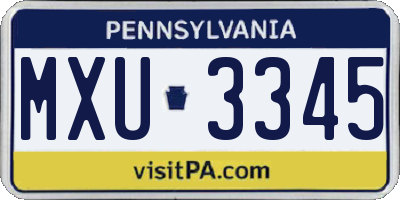 PA license plate MXU3345