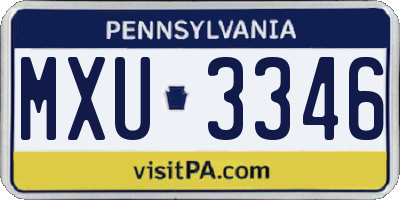 PA license plate MXU3346