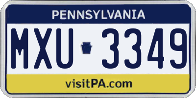 PA license plate MXU3349