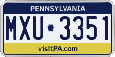 PA license plate MXU3351
