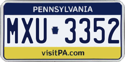 PA license plate MXU3352
