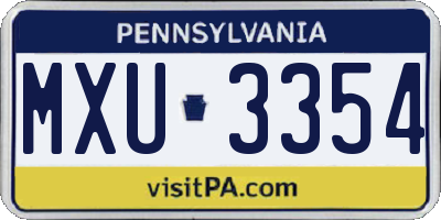 PA license plate MXU3354