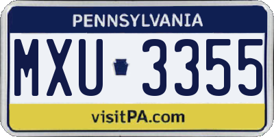 PA license plate MXU3355