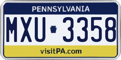 PA license plate MXU3358